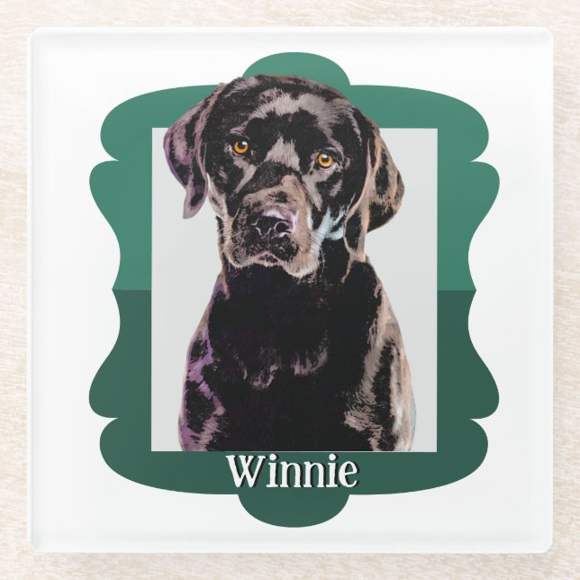 Labrador customised pattern photo frame glass coaster (Front)