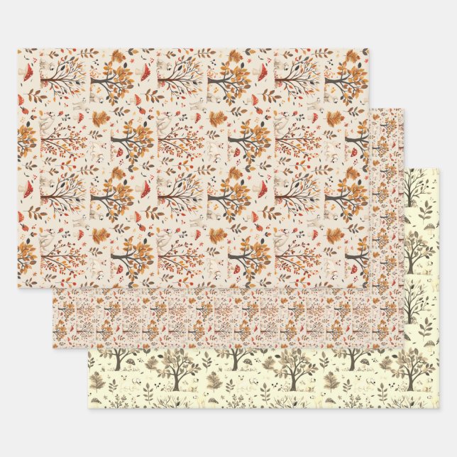 Labrador Cute Fall Autumn Pattern Wrapping Paper Sheet (Set)