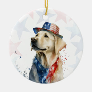 Labrador Dog, 4th of july Personalised Ceramic Tree Decoration