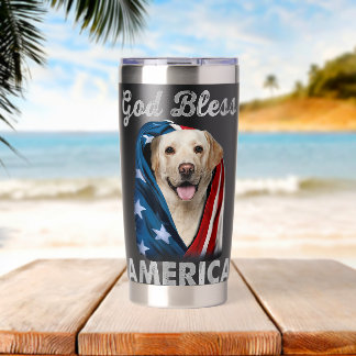 Labrador Dog American USA Flag 4th of July Lover Insulated Tumbler