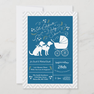 Labrador Dog Baby Shower Blue Boy Lab 2 Dogs Invitation