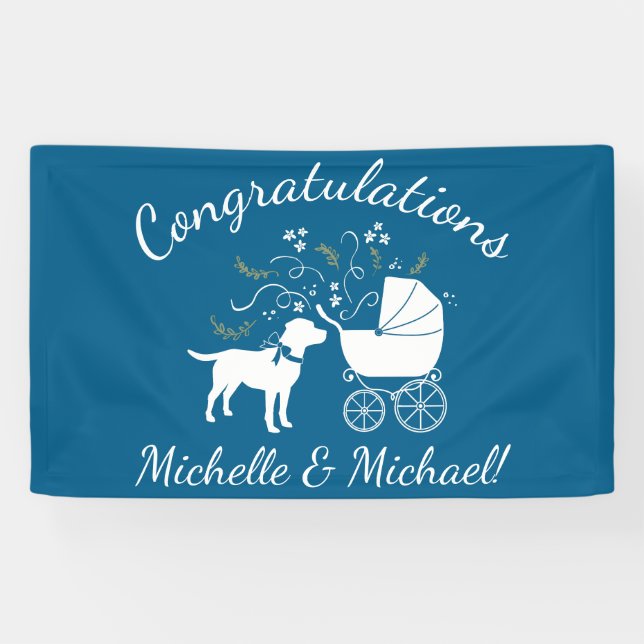 Labrador Dog Baby Shower Blue Boy Lab Banner (Horizontal)