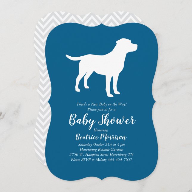 Labrador Dog Baby Shower Blue Boy Lab Invitation (Front/Back)
