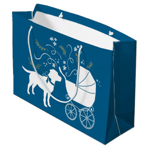 Labrador Dog Baby Shower Blue Boy Lab Large Gift Bag