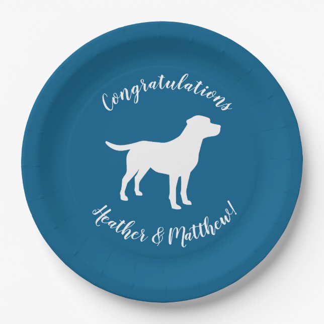 Labrador Dog Baby Shower Blue Boy Lab Paper Plate (Front)