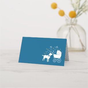 Labrador Dog Baby Shower Blue Boy Lab Place Card