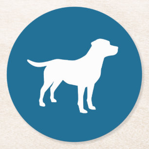 Labrador Dog Baby Shower Blue Boy Lab Round Paper Coaster