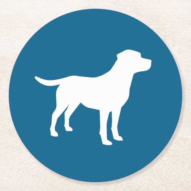Labrador Dog Baby Shower Blue Boy Lab Round Paper Coaster (Front)