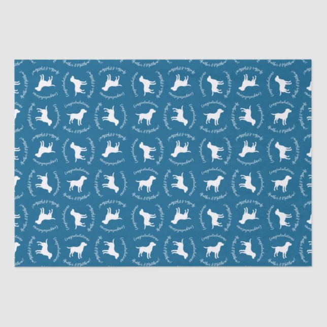 Labrador Dog Baby Shower Blue Boy Lab Tissue Paper (Front)