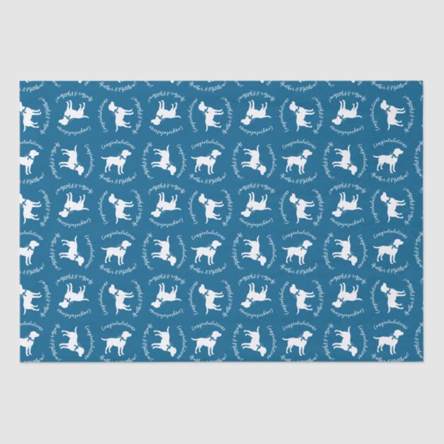 Labrador Dog Baby Shower Blue Boy Lab Tissue Paper (Front)
