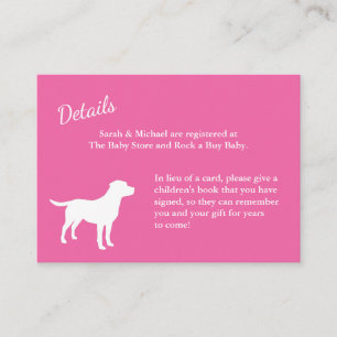 Labrador Dog Baby Shower Girl Lab Pink Enclosure Card