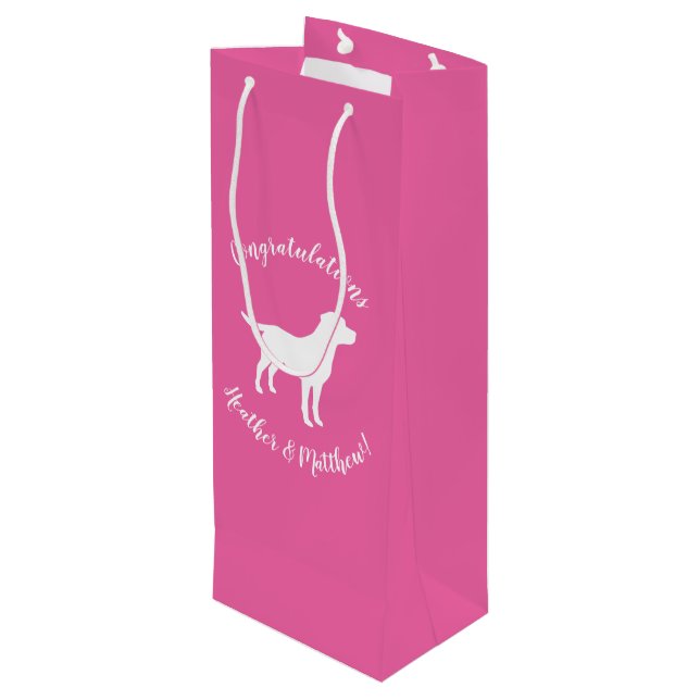 Labrador Dog Baby Shower Girl Lab Pink Wine Gift Bag (Back Angled)