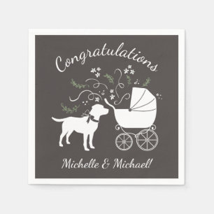 Labrador Dog Baby Shower Lab Gray Gender Neutral Napkin
