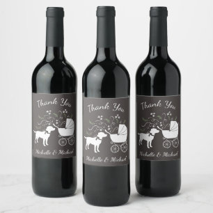 Labrador Dog Baby Shower Lab Grey Gender Neutral Wine Label