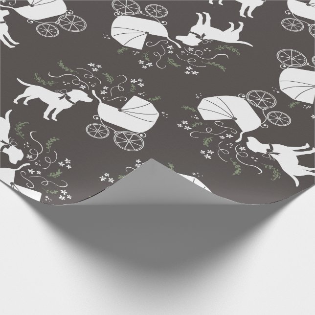 Labrador Dog Baby Shower Lab Grey Gender Neutral Wrapping Paper (Corner)