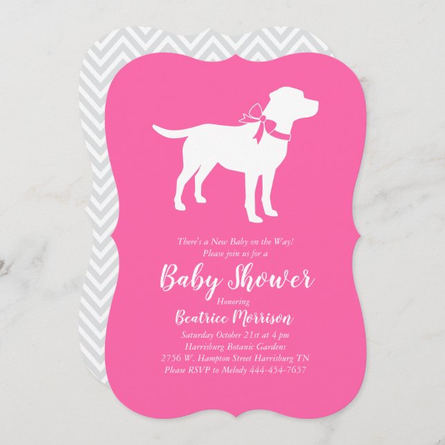 Labrador Dog Baby Shower Lab Pink Girl Invitation (Front/Back)