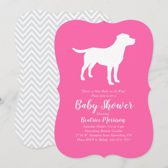 Labrador Dog Baby Shower Lab Pink Girl Invitation (Front/Back)