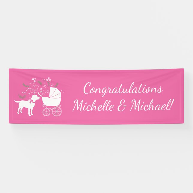 Labrador Dog Baby Shower Pink Girl Lab Banner (Horizontal)