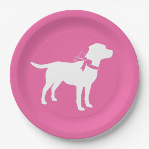 Labrador Dog Baby Shower Pink Girl Lab Paper Plate