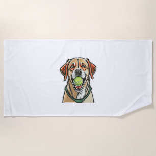 Labrador dog biting tennis ball in his mouth Class Beach Towel