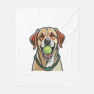Labrador dog biting tennis ball in his mouth Class Fleece Blanket