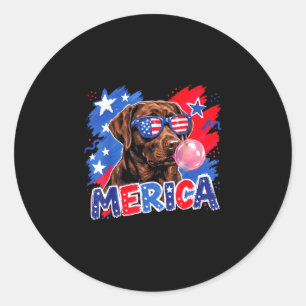 Labrador dog bubblegum 4th of july american flag classic round sticker