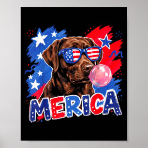 Labrador dog bubblegum 4th of july american flag poster