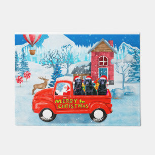 Labrador Dog Christmas Delivery Truck Snow Doormat