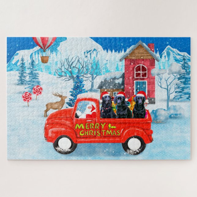Labrador Dog Christmas Delivery Truck Snow  Jigsaw Puzzle (Horizontal)