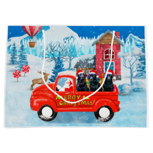 Labrador Dog Christmas Delivery Truck Snow  Large Gift Bag