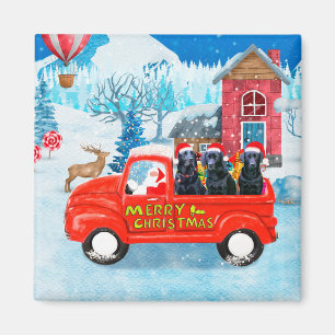Labrador Dog Christmas Delivery Truck Snow  Magnet