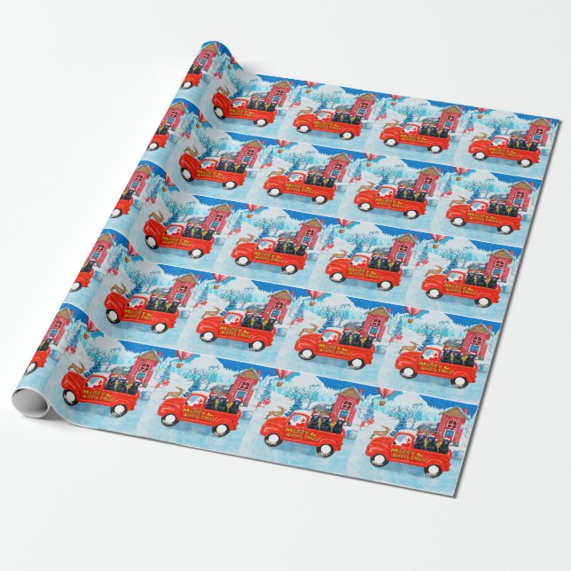 Labrador Dog Christmas Delivery Truck Snow  Wrapping Paper (Unrolled)