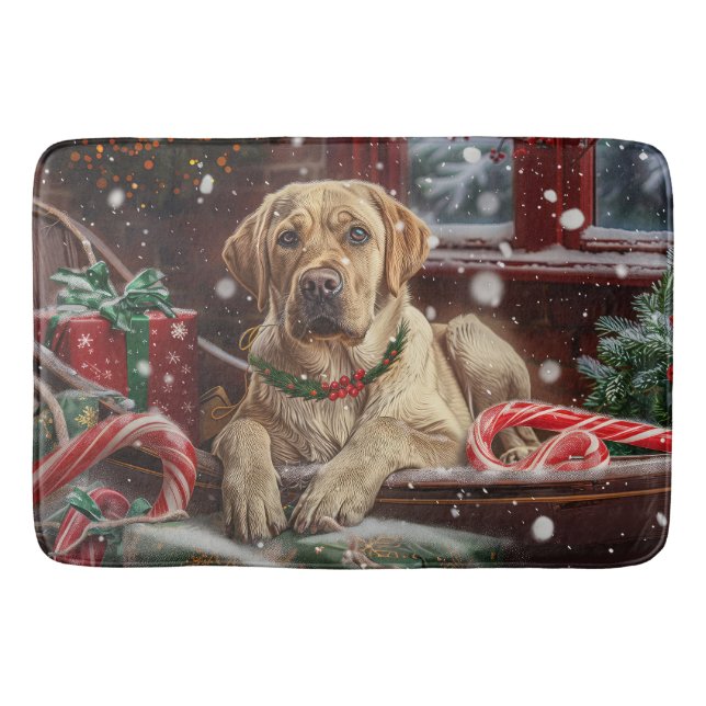 Labrador Dog Christmas Festive Bath Mat (Front)