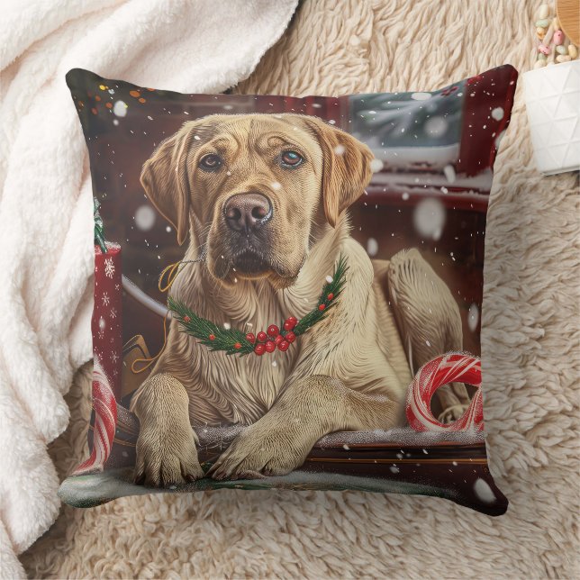 Labrador Dog Christmas Festive Cushion (Blanket)