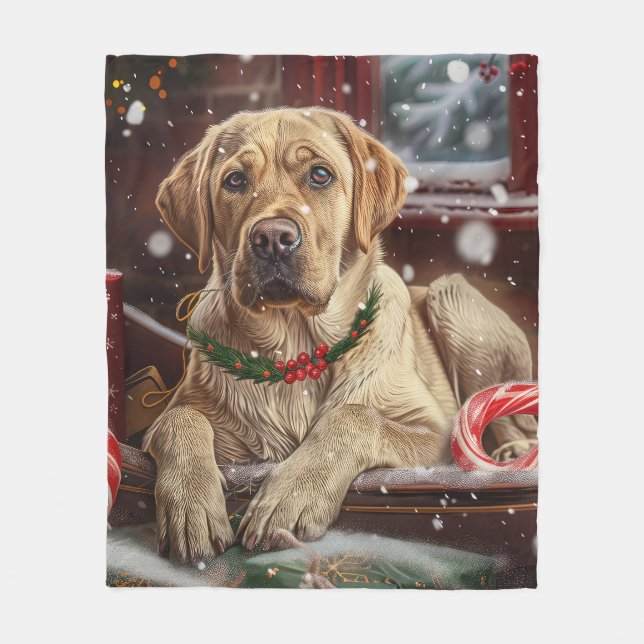 Labrador Dog Christmas Festive Fleece Blanket (Front)