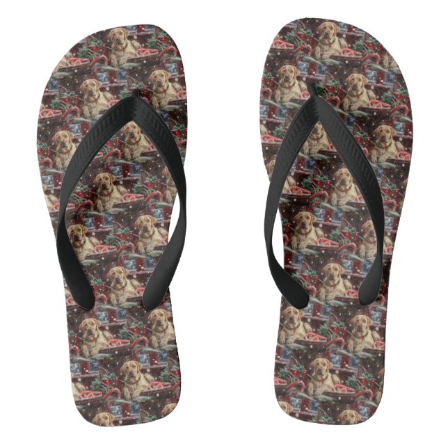 Labrador Dog Christmas Festive Flip Flops (Footbed)