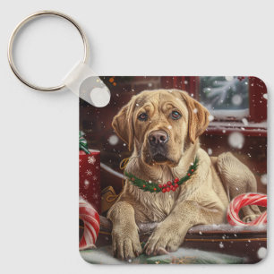 Labrador Dog Christmas Festive Key Ring