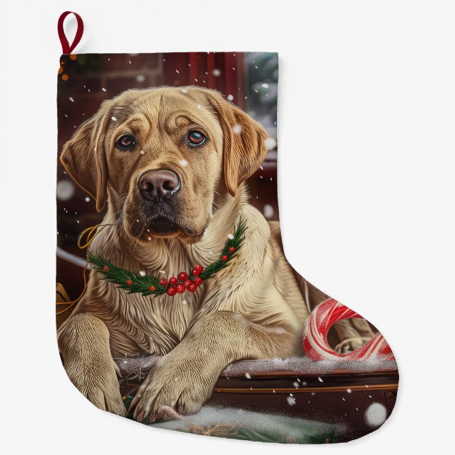 Labrador Dog Christmas Festive Large Christmas Stocking (Front)