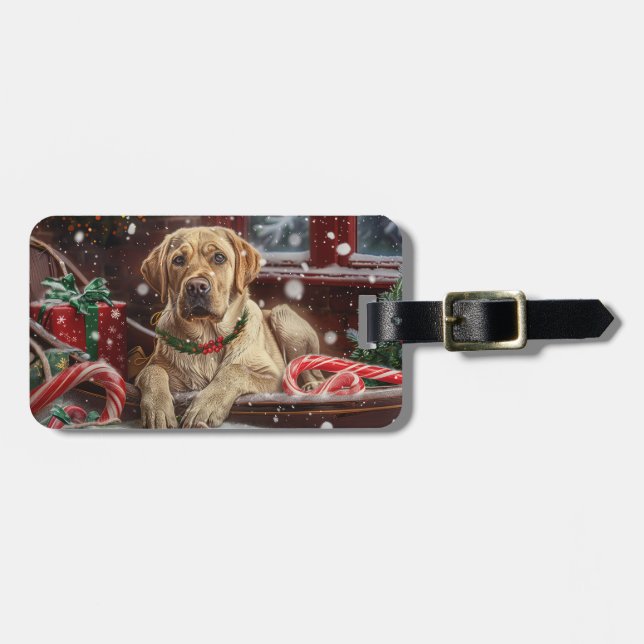 Labrador Dog Christmas Festive Luggage Tag (Front Horizontal)