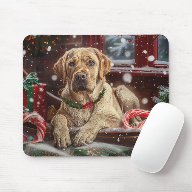 Labrador Dog Christmas Festive Mouse Mat (With Mouse)