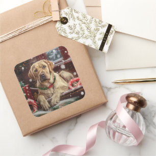 Labrador Dog Christmas Festive Square Sticker