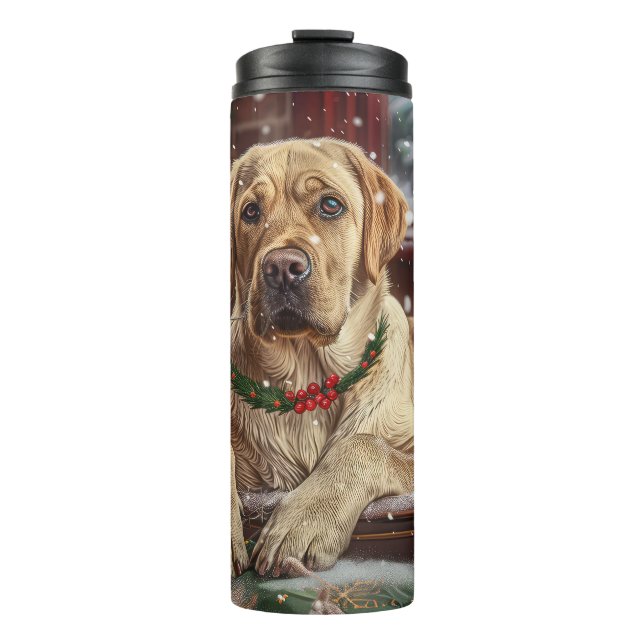 Labrador Dog Christmas Festive Thermal Tumbler (Front)