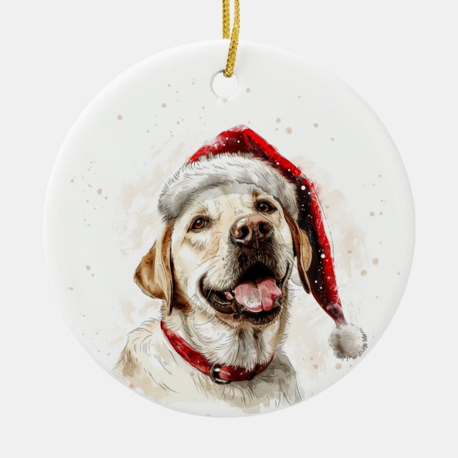 Labrador Dog Christmas Personalized Ceramic Tree Decoration (Front)