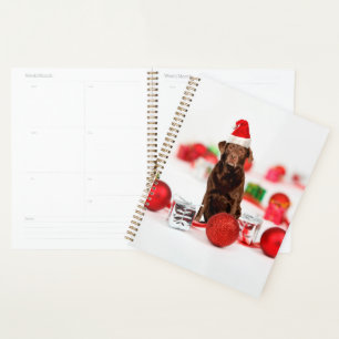Labrador Dog Christmas w Gifts Santa Hat Gift Bag Planner