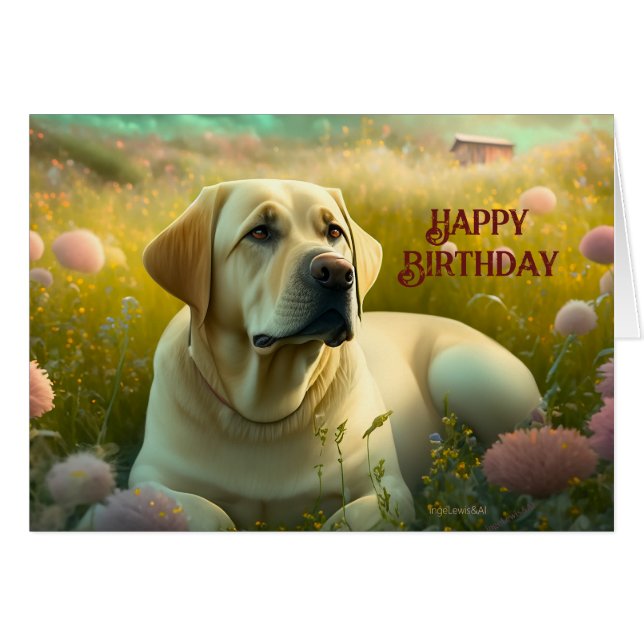 Labrador Dog Country Flowers Birthday (Front Horizontal)