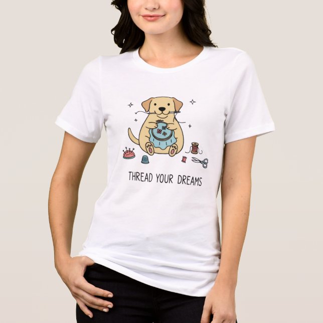 Labrador Dog Embroidery Hook Creative Hobby Art Tri-Blend Shirt (Front)