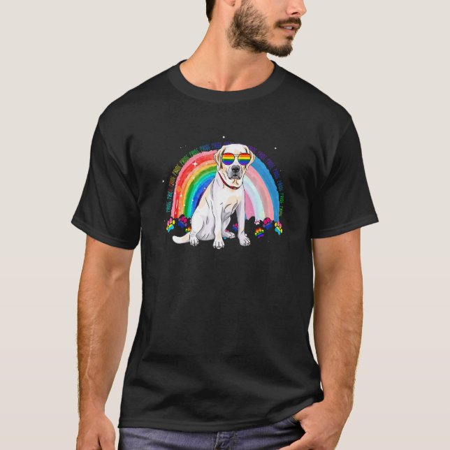 Labrador Dog Gay Pride Lgbt Rainbow Flag Sunglasse T-Shirt (Front)