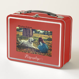 Labrador Dog Girl Woodland Woofter Pet Suitcase Metal Lunch Box