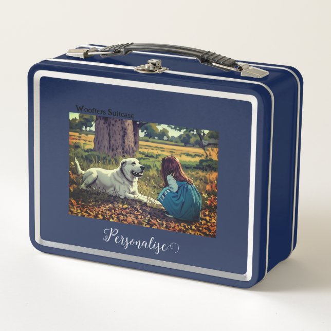 Labrador Dog Girl Woodland Woofter Pet Suitcase Metal Lunch Box (Front)
