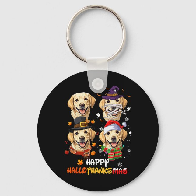 Labrador Dog Hallothanksmas Halloween Thanksgiving Key Ring (Front)